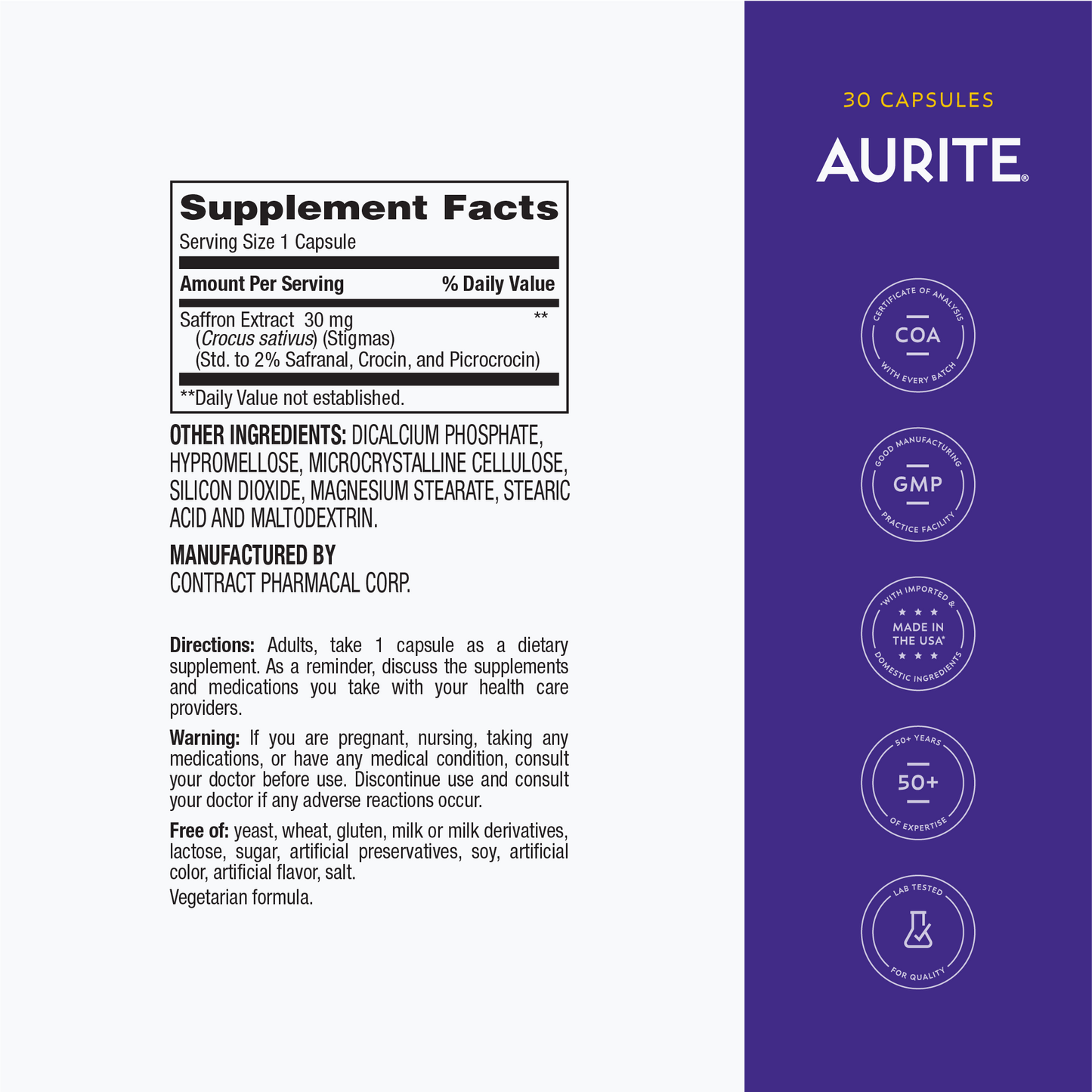 Aurite Saffron Supplement